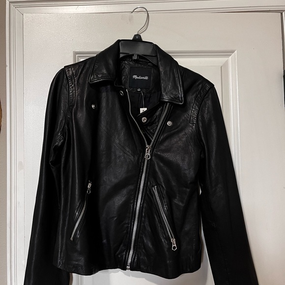 NWT Madewell Washed Leather Motorcycle Jacket - Picture 3 of 6